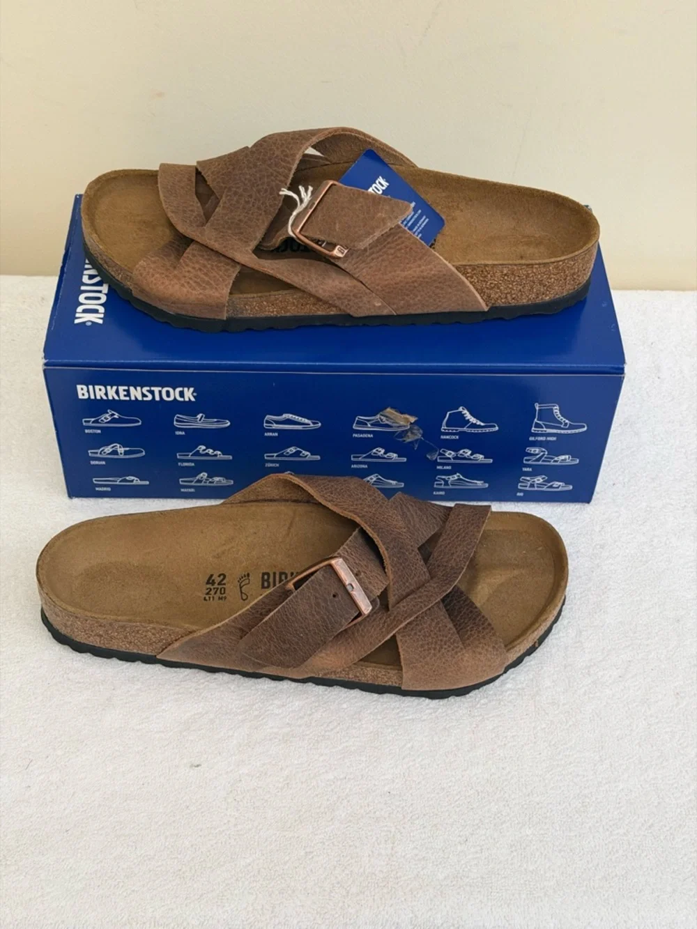 Birkenstock Unisex Lugano Leather Sandals Size EU42,‎ USM9/W11